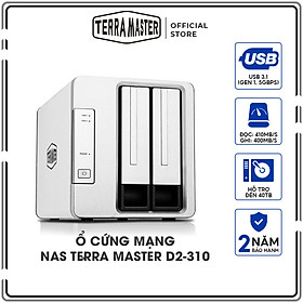 Thiết bị lưu trữ DAS TerraMaster D2-310 USB 3.1 Type-C - 2 khay ổ cứng Hàng chính hãng