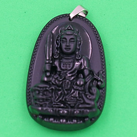 Mặt Phật Văn Thù Bồ Tát - thạch anh đen 3.6cm - tuổi Mão