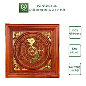 Tranh gỗ Trống đồng Đồ Gỗ Gia Linh gỗ Hương đỏ dát vàng