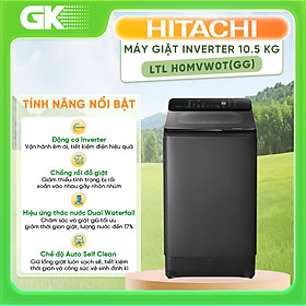 Mua LTL H0MVW0T(GG) - Máy giặt Hitachi Inverter 10.5 kg LTL H0MVW0T(GG) - Màu xám đậm - Hàng chính hãng