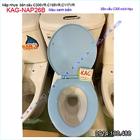 Mua Nắp đậy bồn cầu cho C117  C306  C108  nắp bồn cầu 2 khối nhựa dày  đẹp KAG-NAP26 Trắng -xanh biển