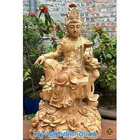 Tượng quan âm tự tại bồ tát gỗ ngọc am thơm nức cao 40x20x24cm
