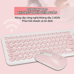Mua Bộ bàn phím máy tính Coputa chuột bàn phím không dây phím tròn màu dễ thương KM520