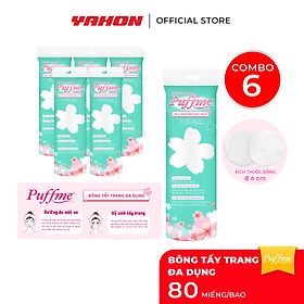 Combo Bao Bông Tẩy Trang Tròn PUFFME, 80 Miếng/Bao