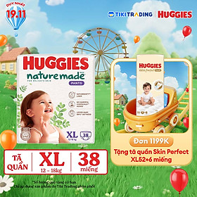 Tã/bỉm quần Huggies Naturemade M58/L44/XL38/XXL26
