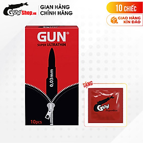 Hộp 10 cái Bao cao su Gun Super Ultra Thin - Siêu mỏng 0.03mm