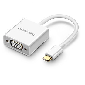 Cáp chuyển đổi USB-C dương Sang VGA âm cao cấp hỗ trợ 4K 2K vỏ nhựa dài 10cm màu Trắng Ugreen TC50511CM140 Hàng chính hãng.