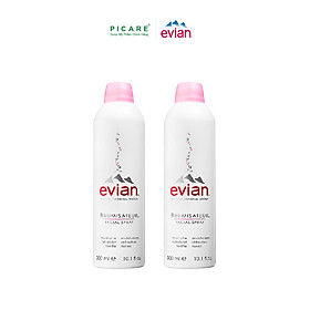 Combo 2 Xịt khoáng Evian Cấp Ẩm Và Làm Dịu Da Spray Brumisateur Natural Mineral Water 300ml
