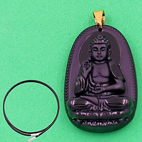 Dây vòng cổ Phật A Di Đà thạch anh đen 3.6cm DETEB7 - Phật bản mệnh tuổi Tuất, Hợi - Mặt size nhỏ