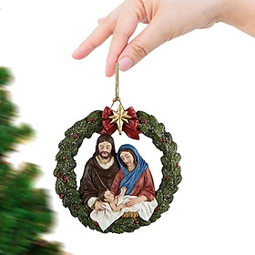Christmas Window Pendant Hanging Ornament Jesus Nativity Scene Reusable Multipurpose Xmas Tree Decoration for Easter Holiday