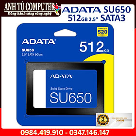 Mua Ổ CỨNG SSD ADATA SU650 512GB 2.5″ Sata III hàng chính hãng
