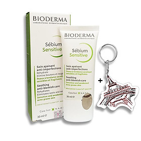 Kem Dưỡng Bioderma Sebium Sensitive 30ml Giúp Giữ Ẩm Và Ngăn Ngừa Mụn, Giảm Ửng Đỏ Dành Cho Da Bị Mụn, Yếu Và Nhạy Cảm + Tặng Kèm 1 Móc Khóa Hình Tour Eiffel Viền Đỏ