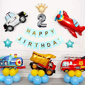 Set trang trí sinh nhật ô tô, máy bay cho bé trai