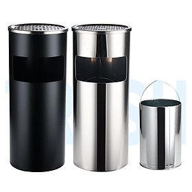 Thùng rác inox tròn, thùng rác inox gạt tàn tròn