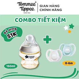 COMBO Ty Ngậm Silicon Siêu Nhẹ Tommee Tippee Ultra Light & Bình Sữa PPSU Ty Siêu Mềm Tự Nhiên Tommee Tippee 150ml