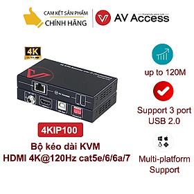 Bộ kéo dài KVM-  AV Access 4KIP100-KVM qua mạng LAN,chuẩn HDMI/USB 4K, cat5e/6/6a/7 hasta 120 m(390 ft), 1080P @120 Hz - Hàng chính hãng