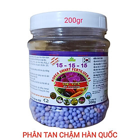 Phân tan chậm thông minh Hàn Quốc NPK 15-15-15 - hủ 200 gram Cho phong Lan, cây kiểng