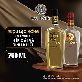 [Combo 02 chai] [Dung tích 750ml, 19.5% và 28%] Lạc Hồng rượu nếp cái hoa vàng + rượu nếp tinh khiết, rượu nếp, rượu vodka, sản xuất theo phương pháp truyền thống, vị dịu, nhẹ, uống không đau đầu.