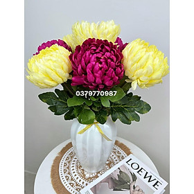 Bình hoa cúc mẫu đơn-Hoa lụa nhập khẩu loại 1-Decor nhà xinh