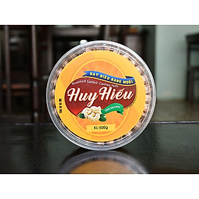 Hạt Điều Rang Muối Huy Hiếu 500gr hộp tròn còn vỏ lụa