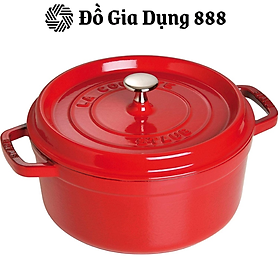 Nồi Gang Staub Tròn Màu Đỏ, Đường Kính 20cm, Chất Liệu Gang Tráng Men Cao Cấp, Giữ Nhiệt Lâu, Phù Hợp Với Mọi Loại Bếp, Nhập Khẩu Đức, Hàng Chính Hãng