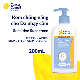 Kem chống nắng dành cho da nhạy cảm Cancer Council Sensitive SPF50+/PA+++ 200ml