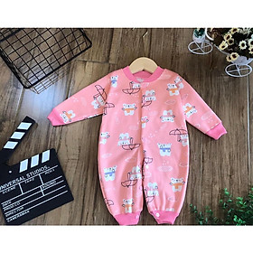 Body dài tay cúc giữa chất nỉ lông giữ ấm cho bé trai, bé gái 3-9kg