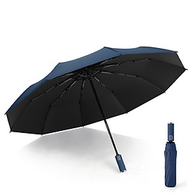 Mua Ô dù đi mưa tự động 2 chiều 10 xương gấp gọn chống tia UV tay cầm dài xanh dương đậm