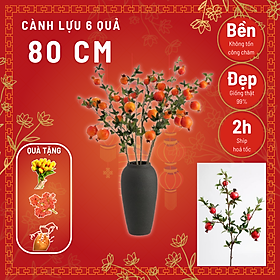 Mua HOA GIẢ - CÀNH LỰU ĐỎ TÀI LỘC- MAY MẮN-BÌNH AN - TRANG TRÍ NHÀ CỬA SIZE 7 QUẢ ĐẸP.