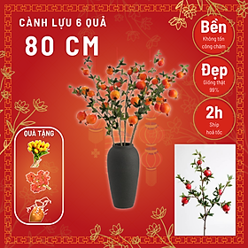 HOA GIẢ - CÀNH LỰU ĐỎ TÀI LỘC- MAY MẮN-BÌNH AN - TRANG TRÍ NHÀ CỬA SIZE 7 QUẢ ĐẸP.