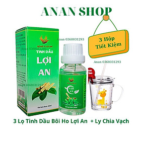 [Giá Sỉ] 3 Lọ Tinh dầu Lợi An Bôi Ho - Sổ Mũi - Đờm - Khò Khè Cho Bé Tặng Ly