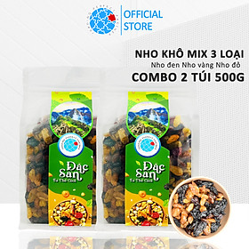 Combo 2 túi Nho khô mix Trading Perfect Partner 500g/túi - Nhập khẩu từ Chile, Size Jumbo quả to, vị ngọt tự nhiên. Nho mix 3 màu gồm nho đỏ, nho vàng, nho đen