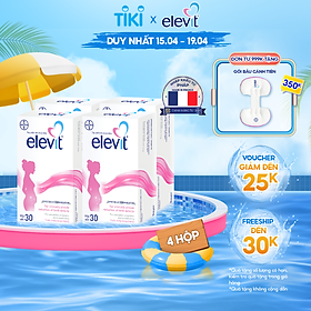 Combo 4 Hộp Vitamin Bầu Tổng Hợp ELEVIT Bổ Sung Vitamin và Khoáng Chất Cho Phụ Nữ Mang Thai và Sau Sinh Hộp 30 Viên x4