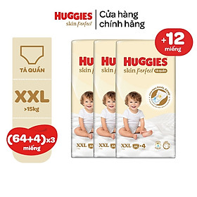 Combo 3 gói Tã quần Huggies Skin Perfect M Mega Jumbo 98+4 miếng với 2 vùng thấm giảm kích ứng da