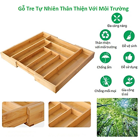 Mua Khay chia ngăn kéo tủ bếp có thể kéo giãn cao cấp  khay chia muỗng đũa thìa dĩa bằng gỗ tre  khay đựng muỗng đũa