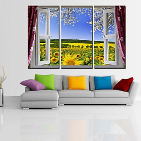 Tranh Canvas treo tường nghệ thuật | Bộ 3 bức chữ nhật| HLB_048