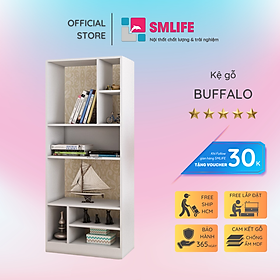 Kệ sách gỗ hiện đại SMLIFE Buffalo Gỗ MDF dày 17mm chống ẩm D55xR23xC145cm