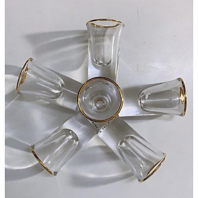 Mua BỘ 6 LY THỦY TINH UỐNG RƯỢU CAP CẤP VIỀN VÀNG