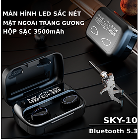 Mua Tai nghe Bluetooth Sky 10 Mặt Gương Bluetooth mới V5.3 Pin 8h Nút Cảm Ứng Thông Minh  Chống Nước Chống Ồn - Hàng Chính Hãng