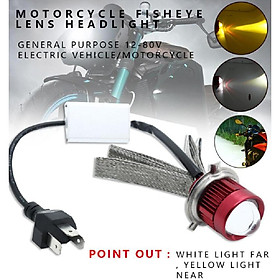 Motorcycle Led H4 Mini Bi-LED Headlight Lens Moto 4800LM Hi Lo White Yellow Double Color Scooter ATV Accessories Fog Lights