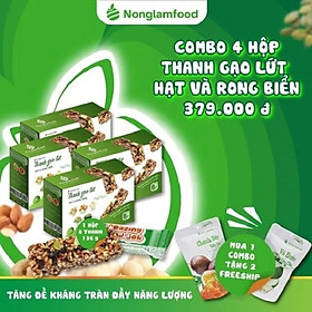 Thanh gạo lứt Hạt & Rong Biển Nonglamfood hộp 8 thanh 136g Combo 4 hộp