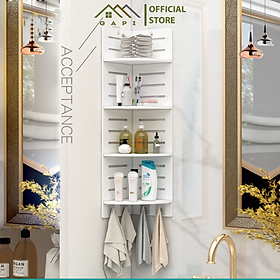 Mua Kệ Góc Treo Tường GAPI 4 Tầng Họa Tiết Sọc Ngang Chất Liệu Gỗ PVC Chống Nước Tuyệt Đối - IG399