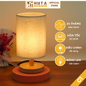 Đèn Ngủ Gỗ HUTA Light For Life G1 Chao Tròn Vintage Dễ Thương, Decor Trang Trí Phòng Ngủ, Điều Chỉnh Độ Sáng, Bóng Led Sáng Vàng Tiết Kiệm Điện