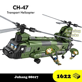 Đồ chơi Lắp Ráp Máy bay không vận CH-47, Juhang 88017 Transport Helicopter, Xếp hình thông minh