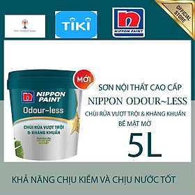 Mua Sơn nước nội thất - Siêu cao cấp - Nippon Odour~less -Chùi rửa- Kháng khuẩn - Bề mặt mờ - 5L