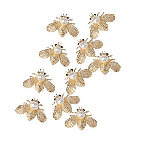 10Pcs Bee Shape Alloy Crystal Pearl Flatback Decorative Embellishments Craft