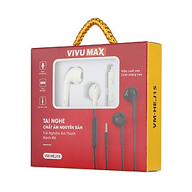 Tai nghe nhét tai có dây VivuMax J15 - Jack cắm 3.5mm, có Mic/Microphone - Hàng Chính Hãng