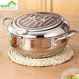 Mua NỒI CHIÊN INOX PHONG CÁCH NHẬT BẢN CÓ NHIỆT KẾ VÀ NẮP ĐẬY GẮN GIÁ THOÁT DẦU  BAHAMAR  có gắn nhiệt kế kiểm soát nhiệt độ
