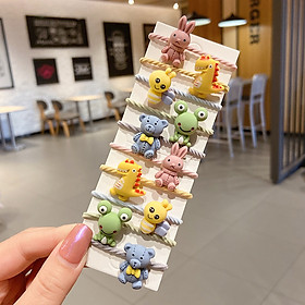 Dây Buộc Tóc Cho Bé Gái Set 10 Chi Tiết Hoạt Hình Dễ Thương