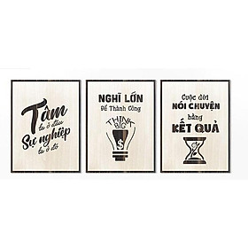 Combo 3 Tranh Gỗ Treo Tường Tạo Động Lực Làm Việc
